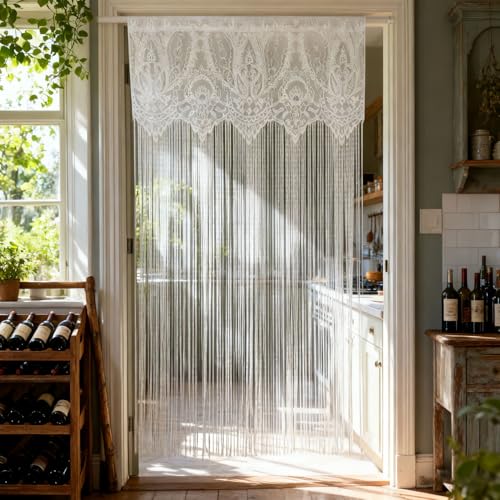 Elegant French Lace Sheer Door Curtain - 39x78 Inch White Panel