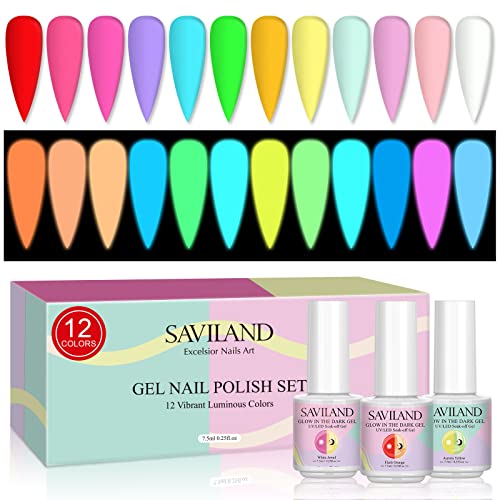 SAVILAND Glow-in-the-Dark Neon Gel Nail Polish Set 12 Colors Halloween Edition