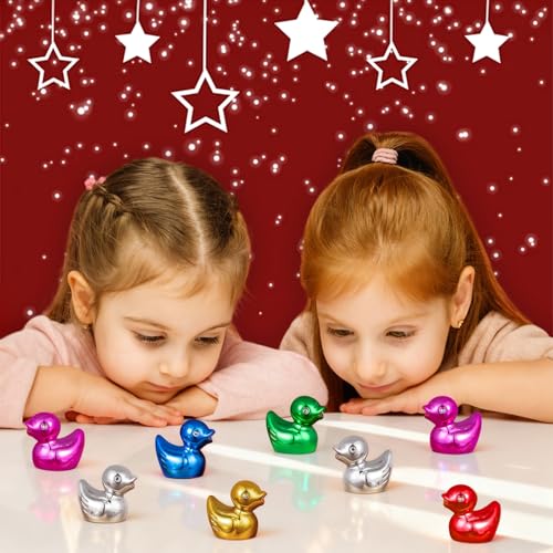 Multicolor Metallic Mini Duck Figurines - 60/120 Pcs Glitter Decor
