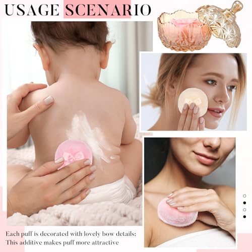 Tioncy Amber Body Powder Container Set with Velour Puffs