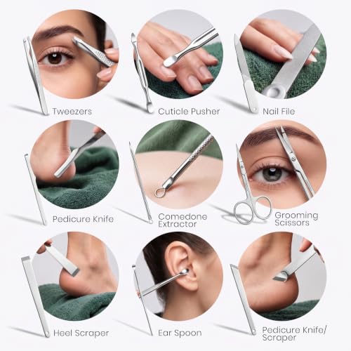 Utopia Care 16-Piece Professional Manicure Set - Green Stainless Steel Kit