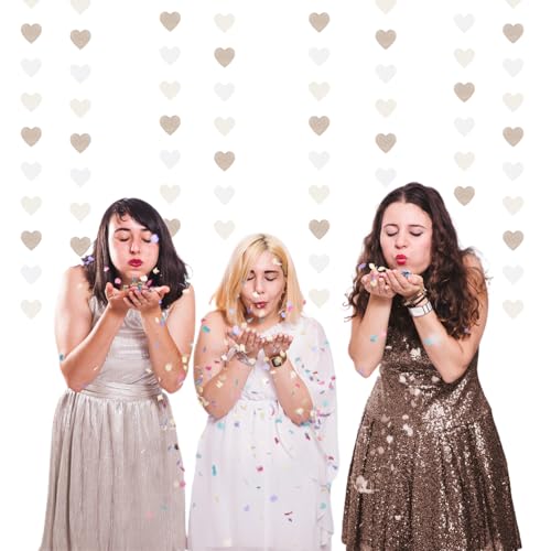 Champagne Gold Heart Garland - 52ft Party Decorations for Weddings & Showers