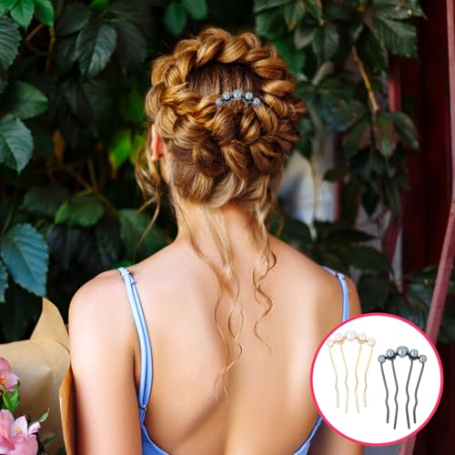Pearl Hair Pins - 2 Pcs U Shaped Vintage Hair Forks for Women
