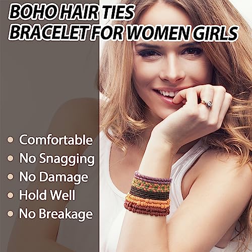 KANPRINCESS 10Pcs Boho Hair Tie Bracelet Set for Women