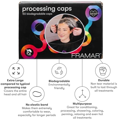 FRAMAR XL Disposable Shower Cap for Women with Long Hair - Hair Processing & Covering