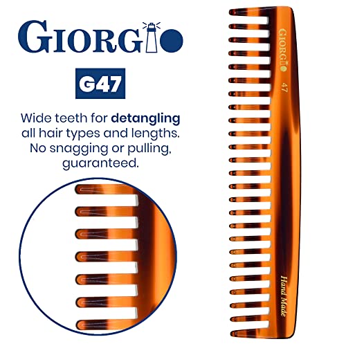 Giorgio G47 Wide Tooth Detangling Comb 2 Pack for Thick Curly Hair