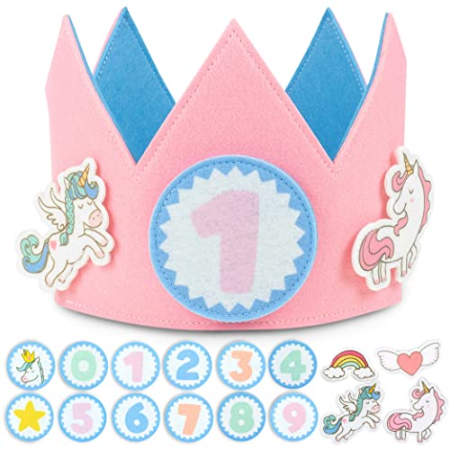 BONNYCO Unicorn Birthday Crown with Interchangeable Numbers 0-9