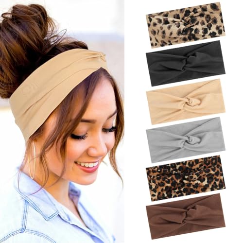 AOOSA Variation #A 6 Pack Women's Wide Stretch Headbands - Soft Vintage Style