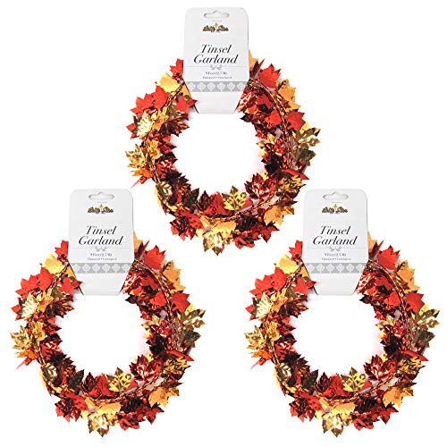 Brite Star 9ft Red Maple Leaf Wire Garland - Set of 3