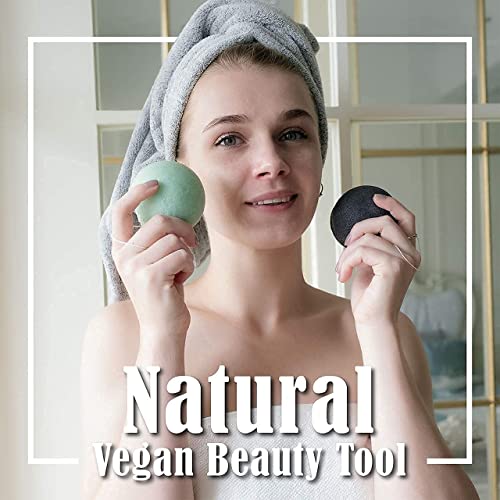 myHomeBody Natural Konjac Facial Sponge Set - Sage Green & Graphite Gray, Gentle & Vegan