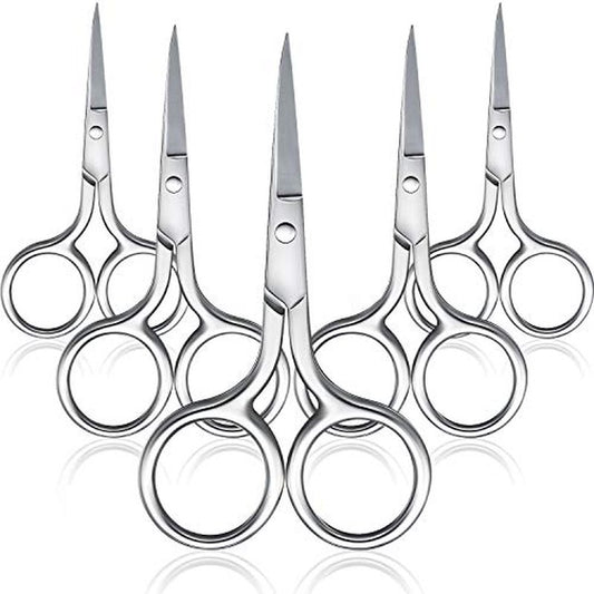 5 Pieces Small Straight Tip Nose Hair Scissor for Grooming, Stainless Steel Multi-Purpose Beauty Grooming Scissors for Facial Hair Removal and Mustache Beard Eyebrows Ear Nose Trimming(Silver)