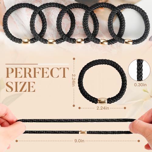 Forenee 10Pcs Black Braided Hair Ties for Thick Hair