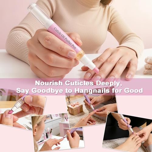 2-in-1 Ceramic Cuticle Oil Pusher Pen for Nail Care - 2ml