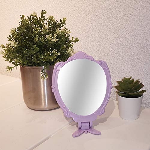 VrHere MirriM Butterfly Embossed Handheld Mirror with Folding Handle - Princess Style Girls Mirror, Travel & Makeup