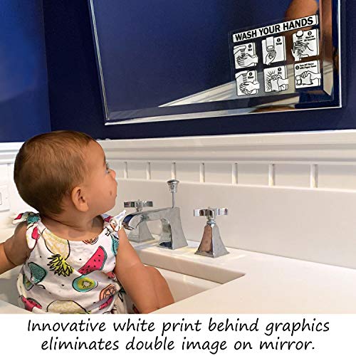 Wash Your Hands Clear Vinyl Decals - 5" x 7" Static Cling Pack of 4