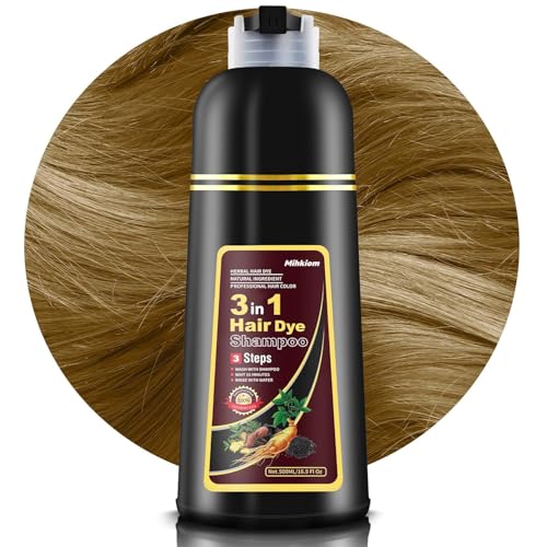 Mihkiom Hair Dye Shampoo 3-in-1 Chestnut Brown Natural Plant Hair Color, Refresh in 20 Mins
