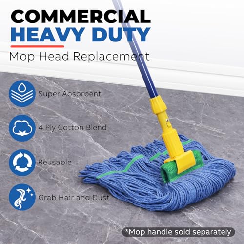 Onesimus Heavy Duty 28 oz Mop Head Replacement - Blue Cotton Blend