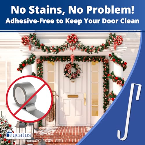 Clear Non-Scratch 12" Wreath Hangers - 2 Pack for Indoor & Outdoor Use