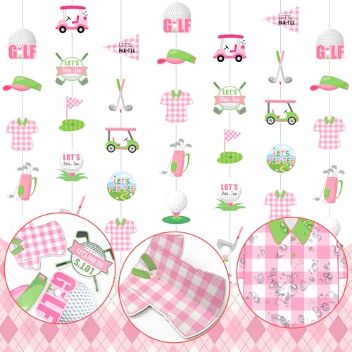 Pink Golf Party Decorations - 6Pcs Hanging Garlands for Girls