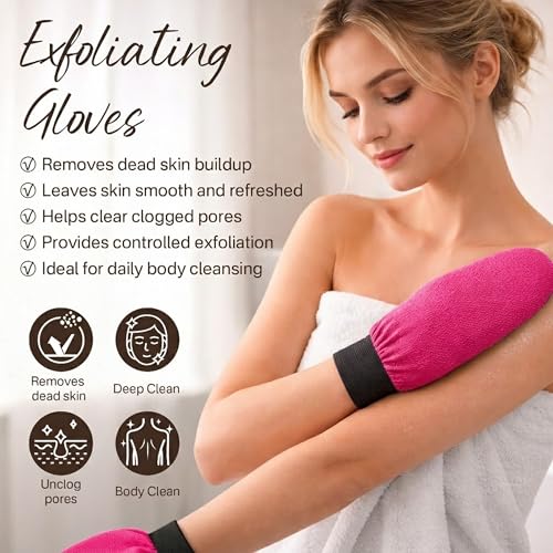 Korean Exfoliating Gloves - 2 Pcs Body Scrub Mitts for Dead Skin