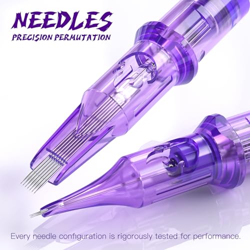 Wormhole Tattoo Cartridge Needles 50pcs Mixed Sizes RL+RS+M1 (#12) for Professional Tattoo Pen