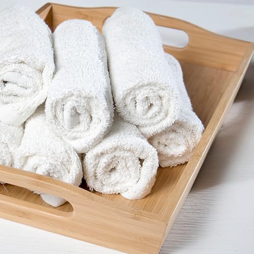 GOLD TEXTILES 12-Pack White Washcloths, 12x12 Cotton Blend Cleaning Towels