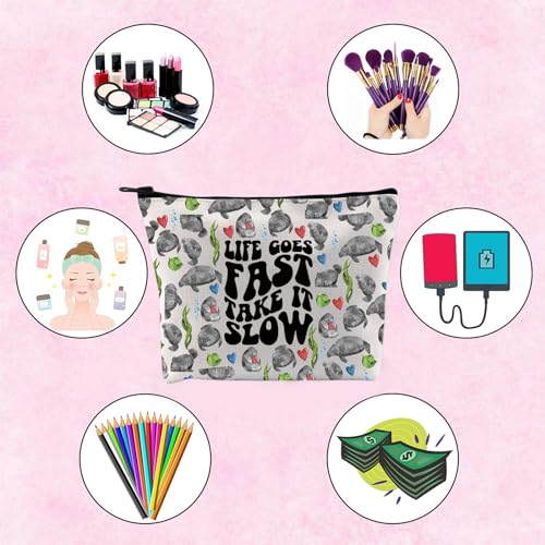 Life Goes Bag (Life Goes) TSOTMO Manatee Cosmetic & Toiletry Pouch - Zippered Gift for Sea Creature Lovers