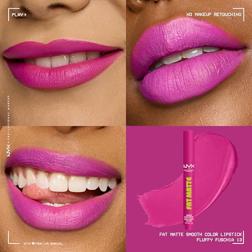 NYX Fat Matte Lipstick - Fluffy Fuchsia, Vegan & Long Lasting
