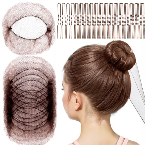 Fandamei Kids Hair Net Set - 20 Invisible Nets & 40 U Pins