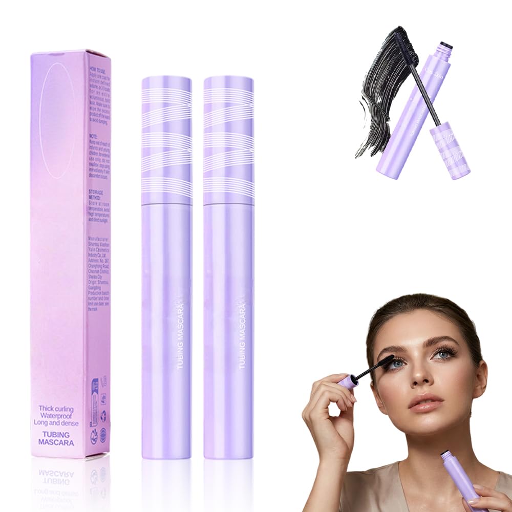 Tubing Mascara & Primer, 2026 Upgraded Ultra-Fine Lengthening Waterproof Quick-Dry Mascara, Long-Lasting Lash Extensions Mascara, Natural and Non-smudged (1)