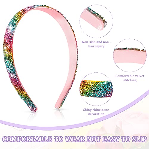 4 Pieces Rhinestone Headbands for Women, Bright Color