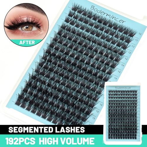Bodermincer 192 Cluster D Curl Eyelashes - Mixed Length 12-14-16-18mm Pack