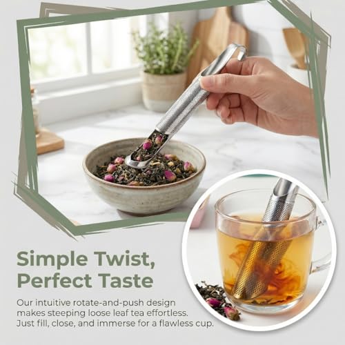Stainless Steel Loose Leaf Tea Infuser Set - 3 Tea Strainers with Brush