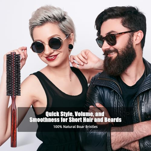 PERFEHAIR 1.3-Inch Soft Boar Bristle Round Brush for Fine Hair and Beards