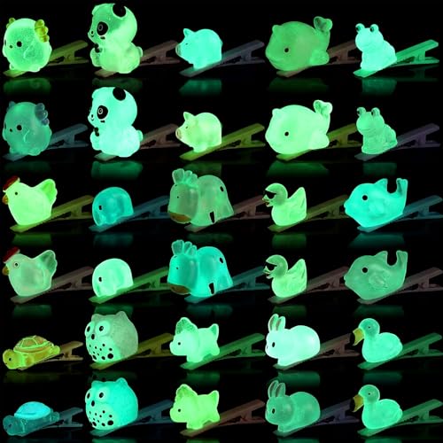30 Glow in the Dark Rave Hair Clips for Women - Animal Designs