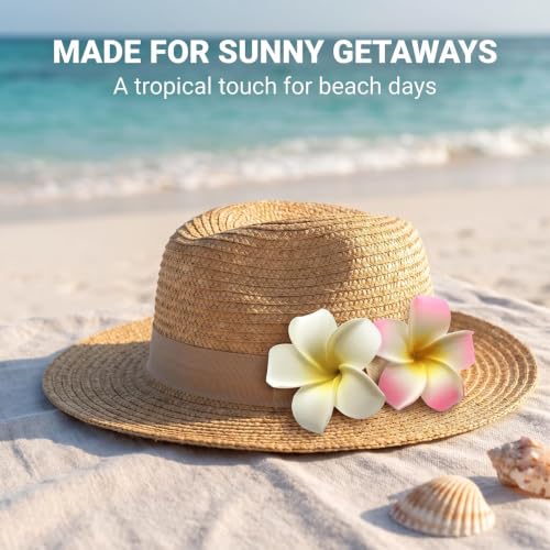 Hawaiian Frangipani Foam Hair Clips - Tropical Beach Hair Accessories, 7cm, 2-Pack
