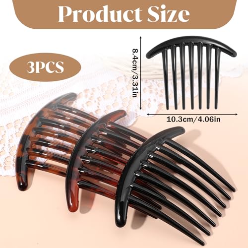 Ymapinc 7-Tooth French Hair Comb Set 3pcs - Elegant Plastic Side Combs with Variation 4.06 x 3.31 x 0.67 inches
