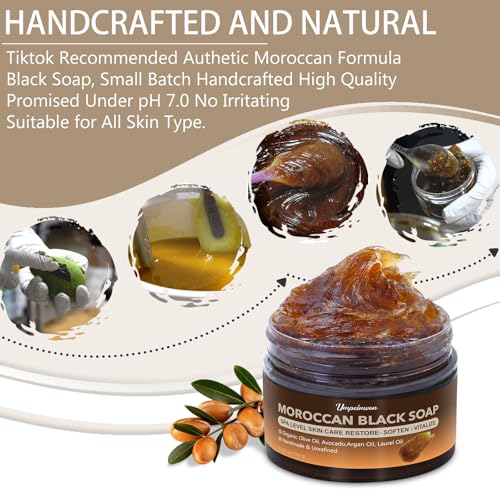 Unrefined Moroccan Black Soap with Argan Oil | No Fragrance, 2 PCS
