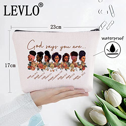 God Says You Makeup Bag - Black American Cosmetic Pouch