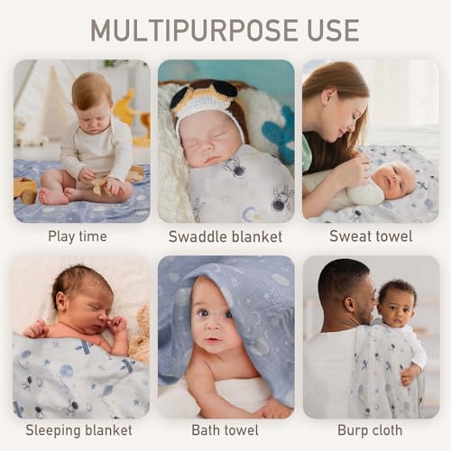 GLLQUEN BABY Muslin Swaddle Blankets - Soft & Breathable 3 Pack