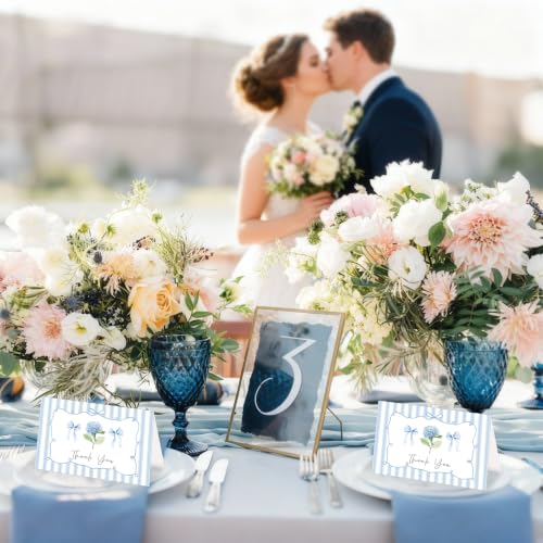 24 Pack Blue Hydrangea Thank You Cards with Envelopes - Elegant Floral Design