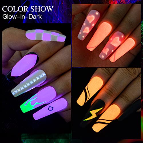 MSRUIOO Glow in the Dark Nail Polish Set 6Pcs - Luminous Neon Gel Polish, Nighttime Fluorescent