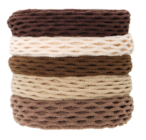 L. Erickson Netted Sport Ponytail Holders 5-Pack for Women, Driftwood