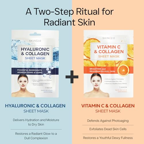 Skin 2.0 Vitamin C & Hyaluronic Acid Face Mask Set – 10 Count