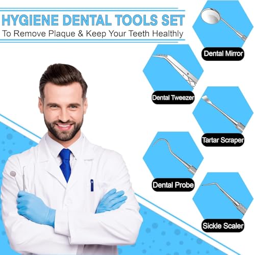 Krisp Beauty 4 Pc Dental Tools Kit - Stainless Steel Teeth Cleaner & Tartar Remover