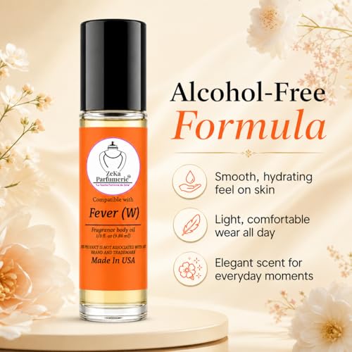 ZEKA PARFUMERIE Travel Size Fragrance Body Oil for Women – Fever Inspired Roll-On 1/3 oz