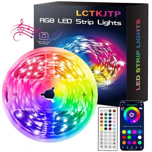 50FT RGB LED Strip Lights with Music Sync & Smart App Control