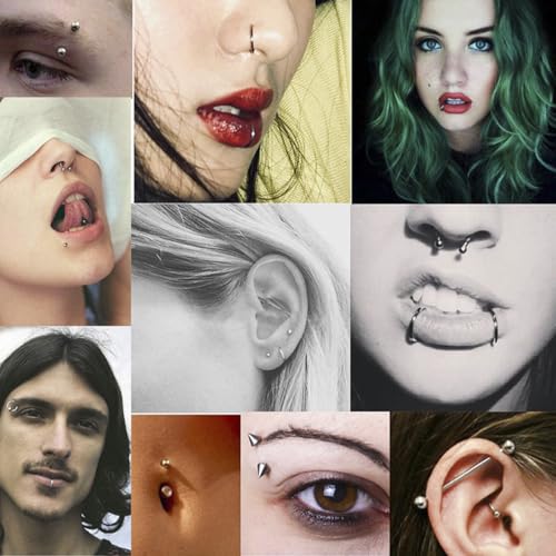 Juland 120 PCS Body Piercing Kit - Surgical Steel Rings & Plugs