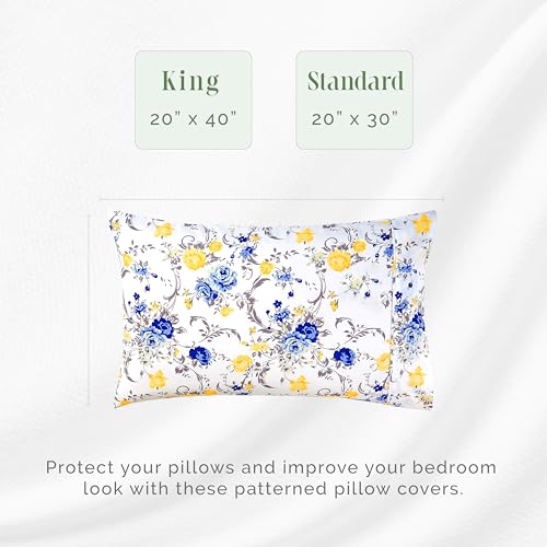 Elegant Comfort King Pillowcase Set - 2 Floral Print Microfiber Covers