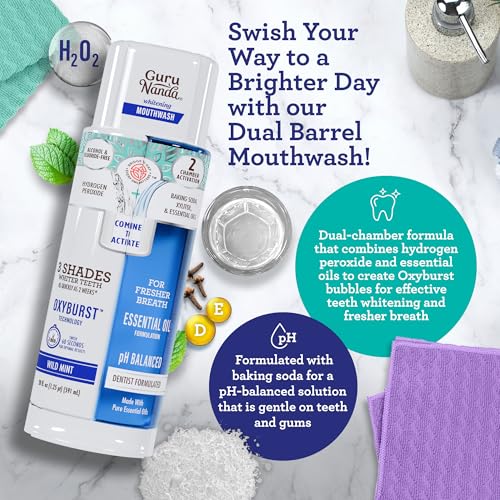 GuruNanda Whitening Wonder Mouthwash & Strips Duo - 10 Fl Oz Pack of 2